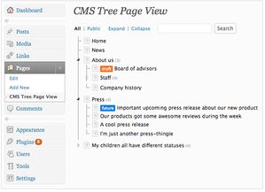 WordPress网站页面树形结构图插件 CMS Tree Page View